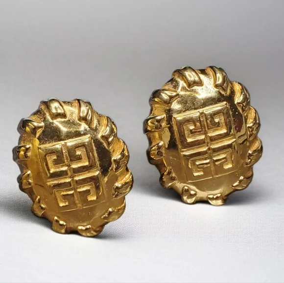 GIVENCHY Vintage 1980's Huge G Logo Clip-on Earrings New Old Stock - Picture 6 of 6